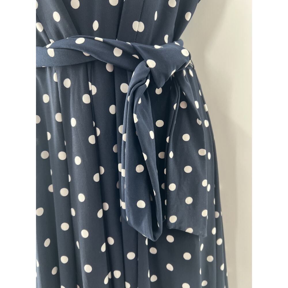 Lauren by Ralph Lauren Women's Blue & White Polkadot Fit & Flare Dress Size 14 - Picture 3 of 8